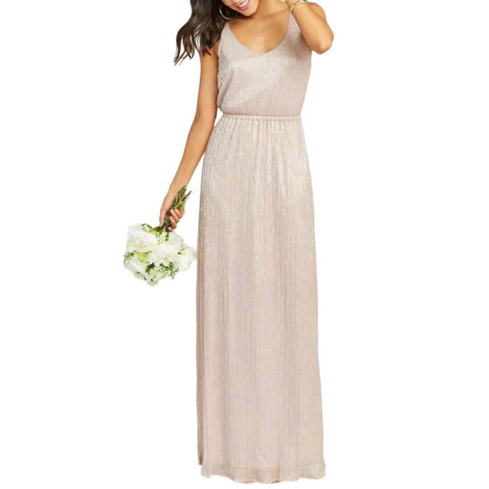 SHOW ME YOUR MUMU Kendall gown bridesmaid maxi dress magic mauve glimmer XS NEW